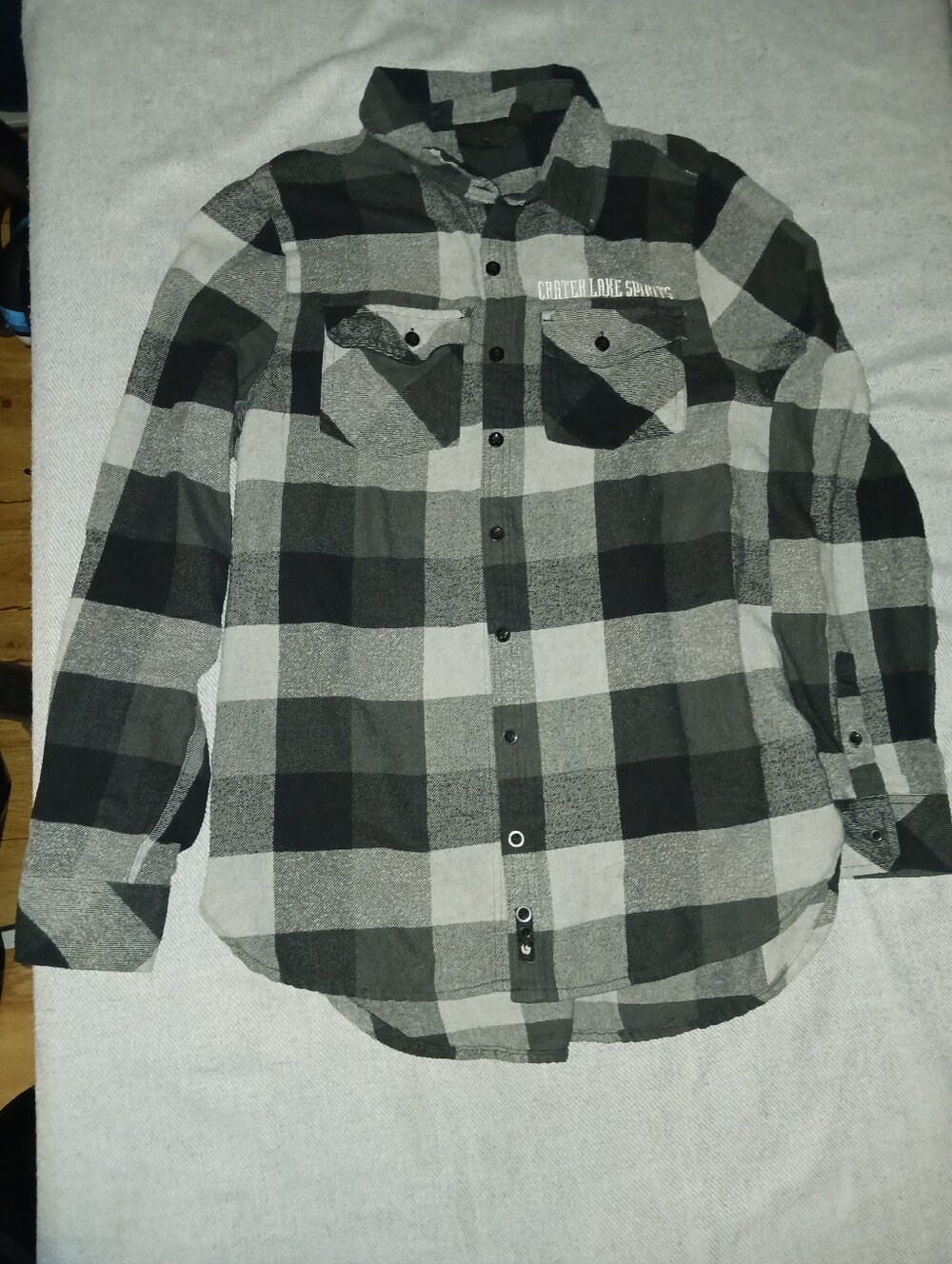 burnside Black and Gray Plaid Button-Down Shirt